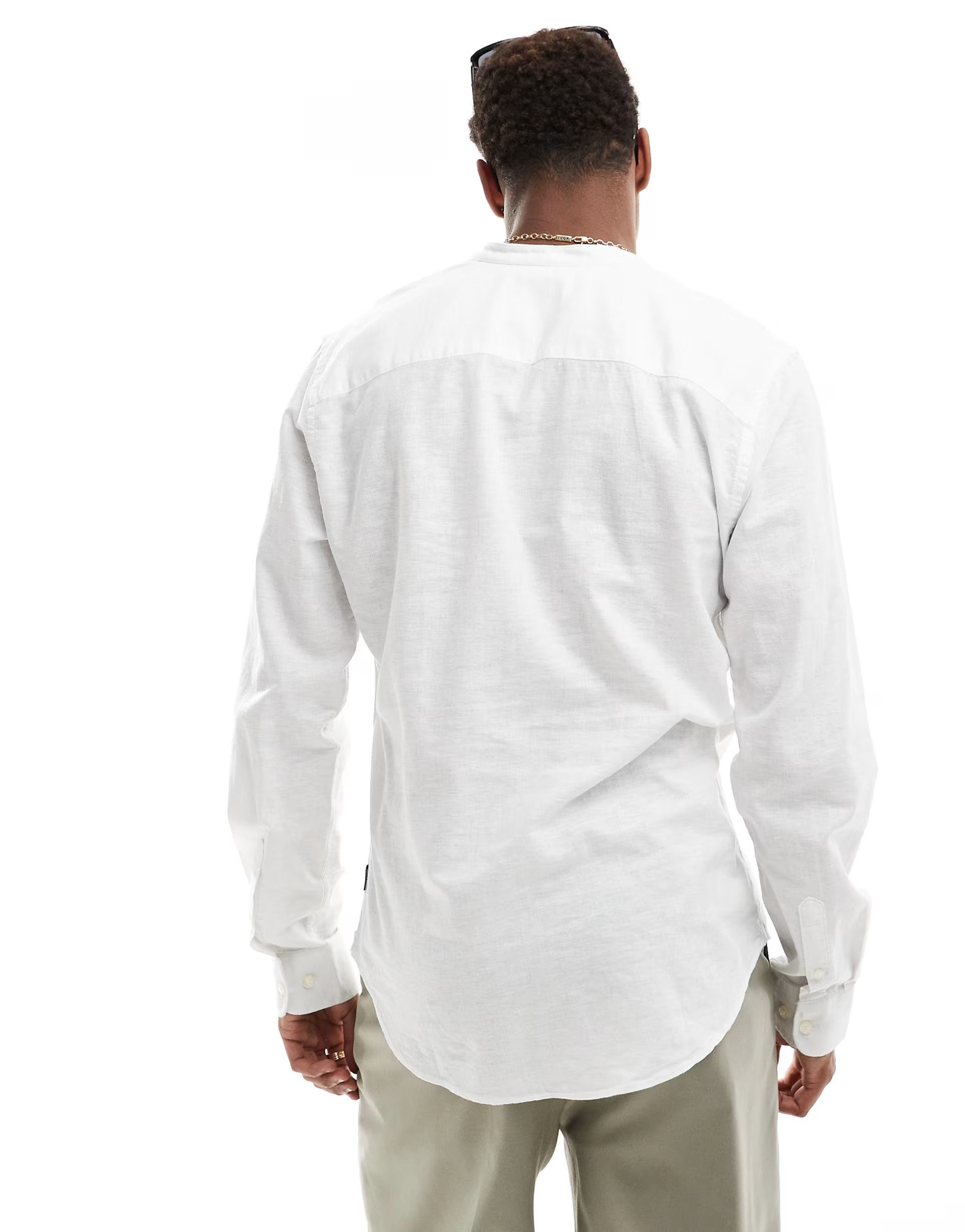 ONLY & SONS linen mix overhead shirt in white | ASOS (Global)