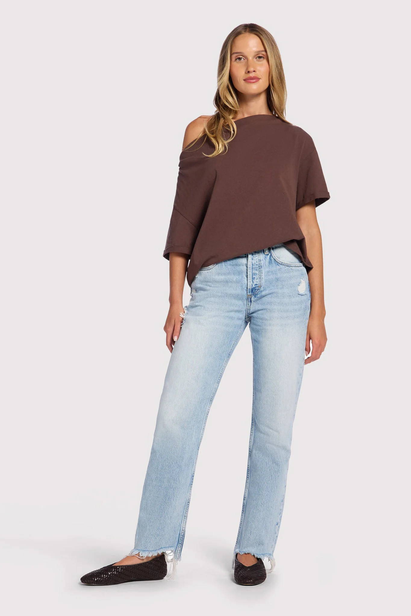 Vintage Cotton Off The Shoulder T-Shirt | Women’s Off Shoulder Top – Vintage Cotton Boat Neck... | nuuds
