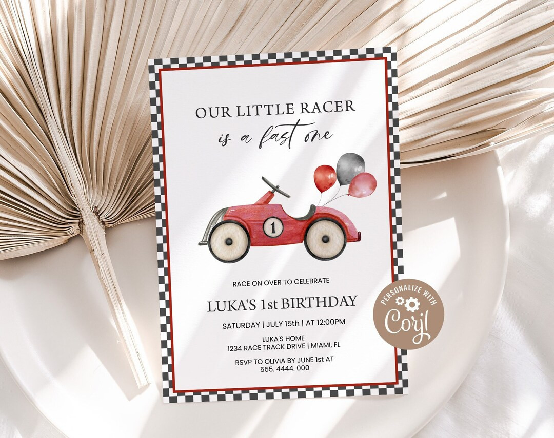 Fast One First Birthday Invitation Boys Race Car 1st Birthday - Etsy | Etsy (US)
