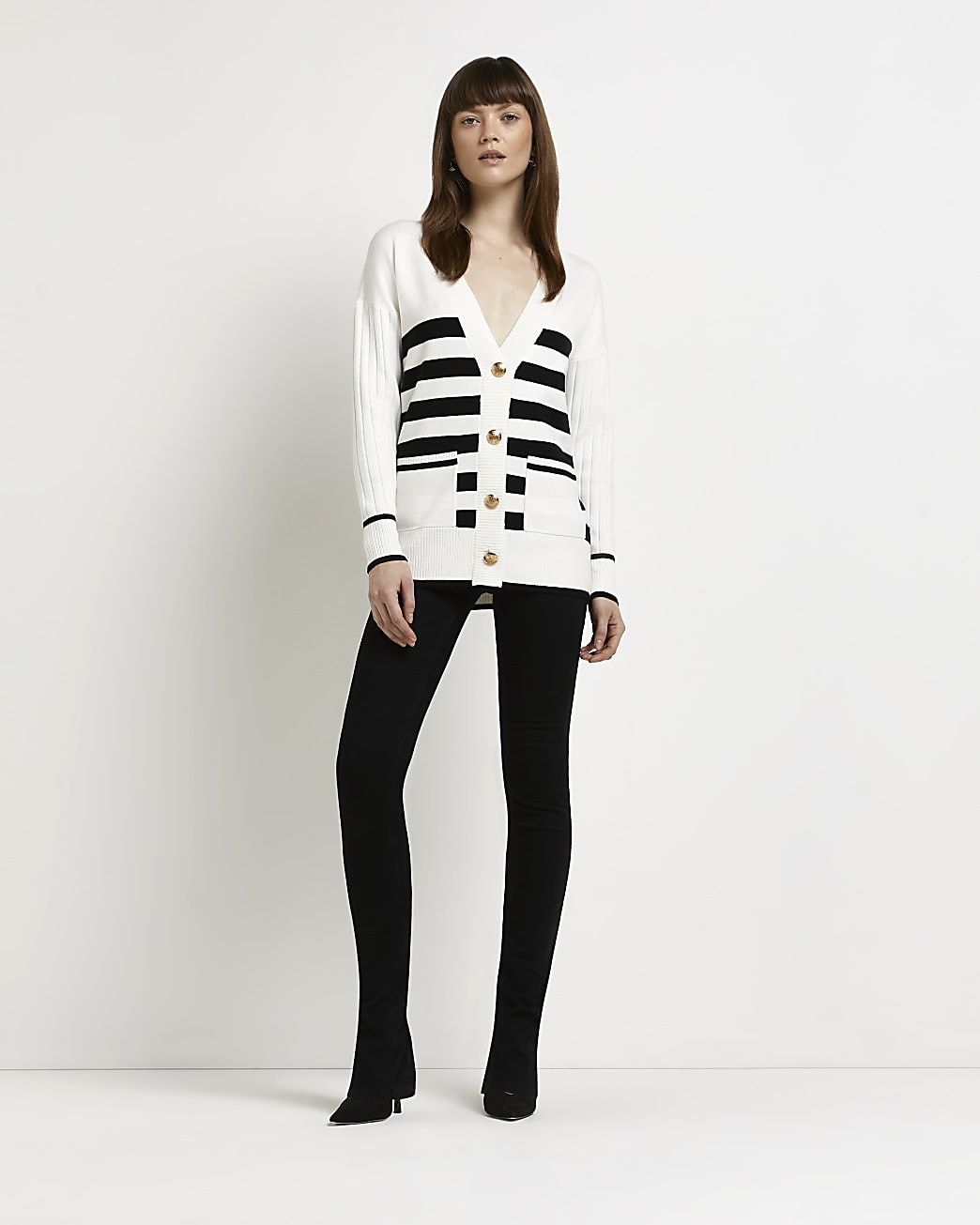 Cream striped cardigan | River Island (UK & IE)