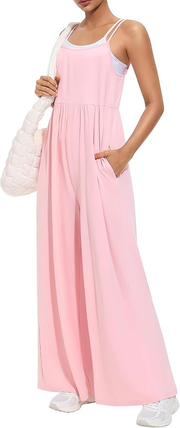 EUYZOU Jumpsuits for Women Casual Loose Fit Summer Outfits Wide Leg Rompers Sleeveless Vacation T... | Amazon (US)