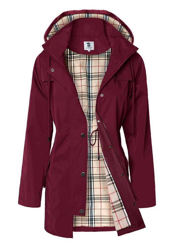 SaphiRose Women's Long Hooded Rain Jacket Outdoor Raincoat Windbreaker | Amazon (US)