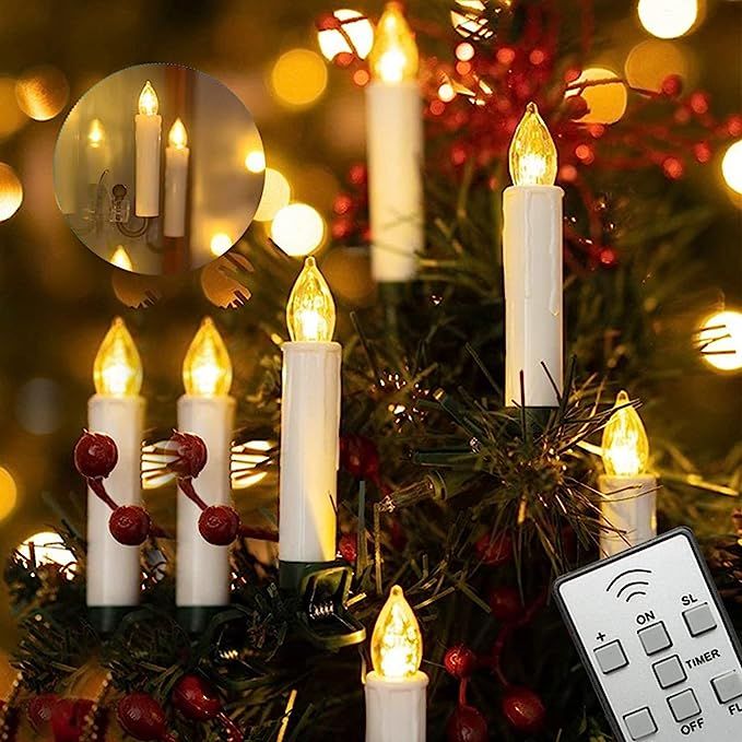 Homemory 10 Pcs Clip On Candle Lights for Christmas Tree with Remote and Timer, Flickering Led Wi... | Amazon (US)