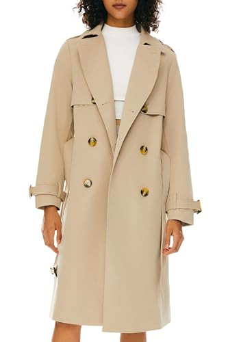 Orolay Long Trench Coat for Women with Belt Lightweight Double-Breasted Duster Trench Coat Slim Fit Khaki S | Amazon (UK)