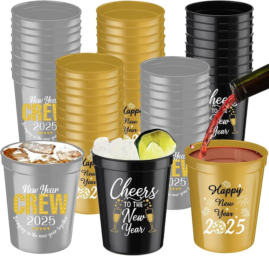 Happy New Year Party Party Supplies,12 OZ New Year Party Reusable Plastic Cups for New Years Eve ... | Amazon (US)