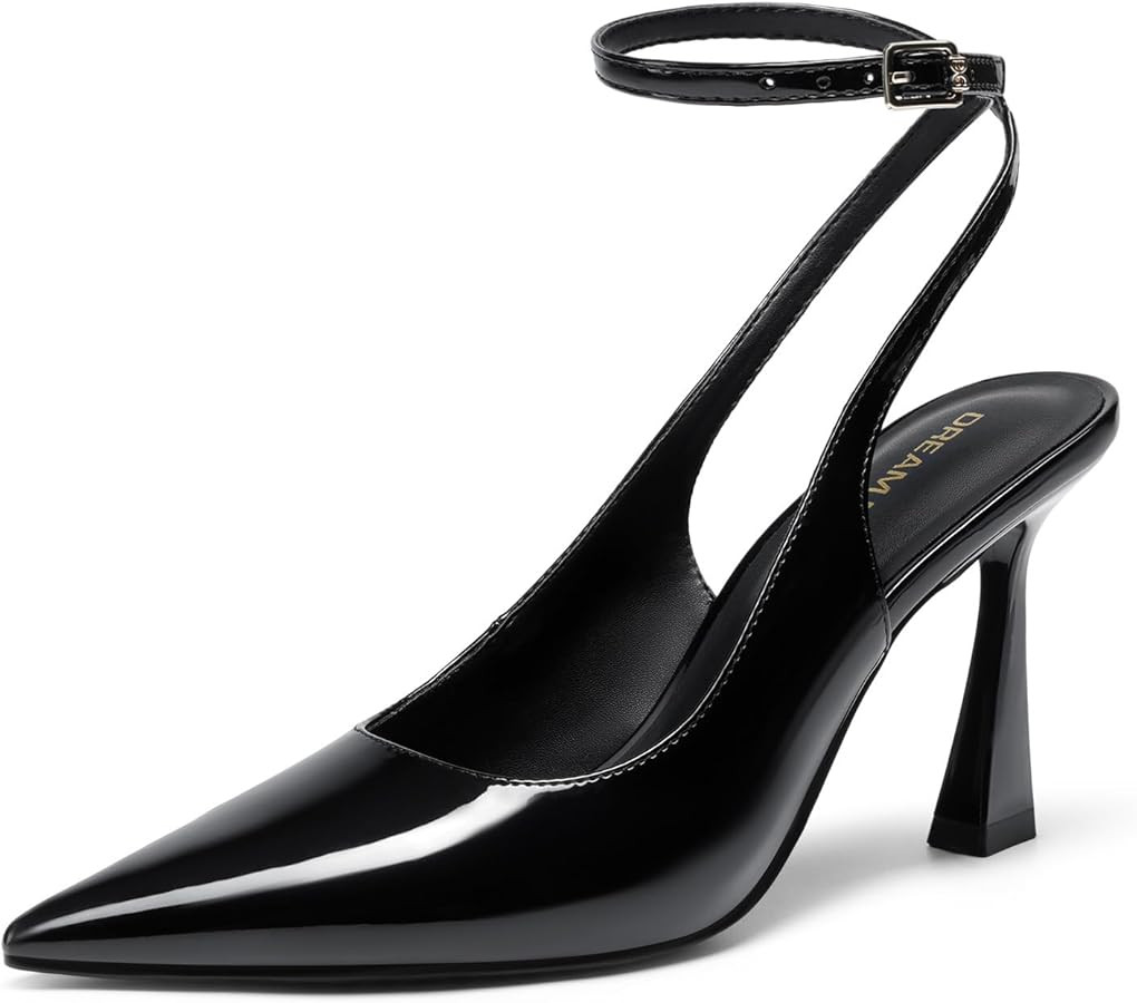 DREAM PAIRS Women's Slingback Heels Pointed Toe Block Heel Pumps Closed Toe Adjustable Strap Offi... | Amazon (US)