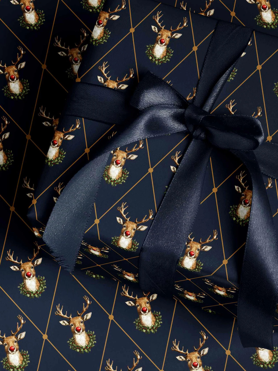 Festive Reindeer Wrapping Paper Christmas Gift Wrap Red Nose Reindeer Decor Holiday Wrapping Pape... | Etsy (US)