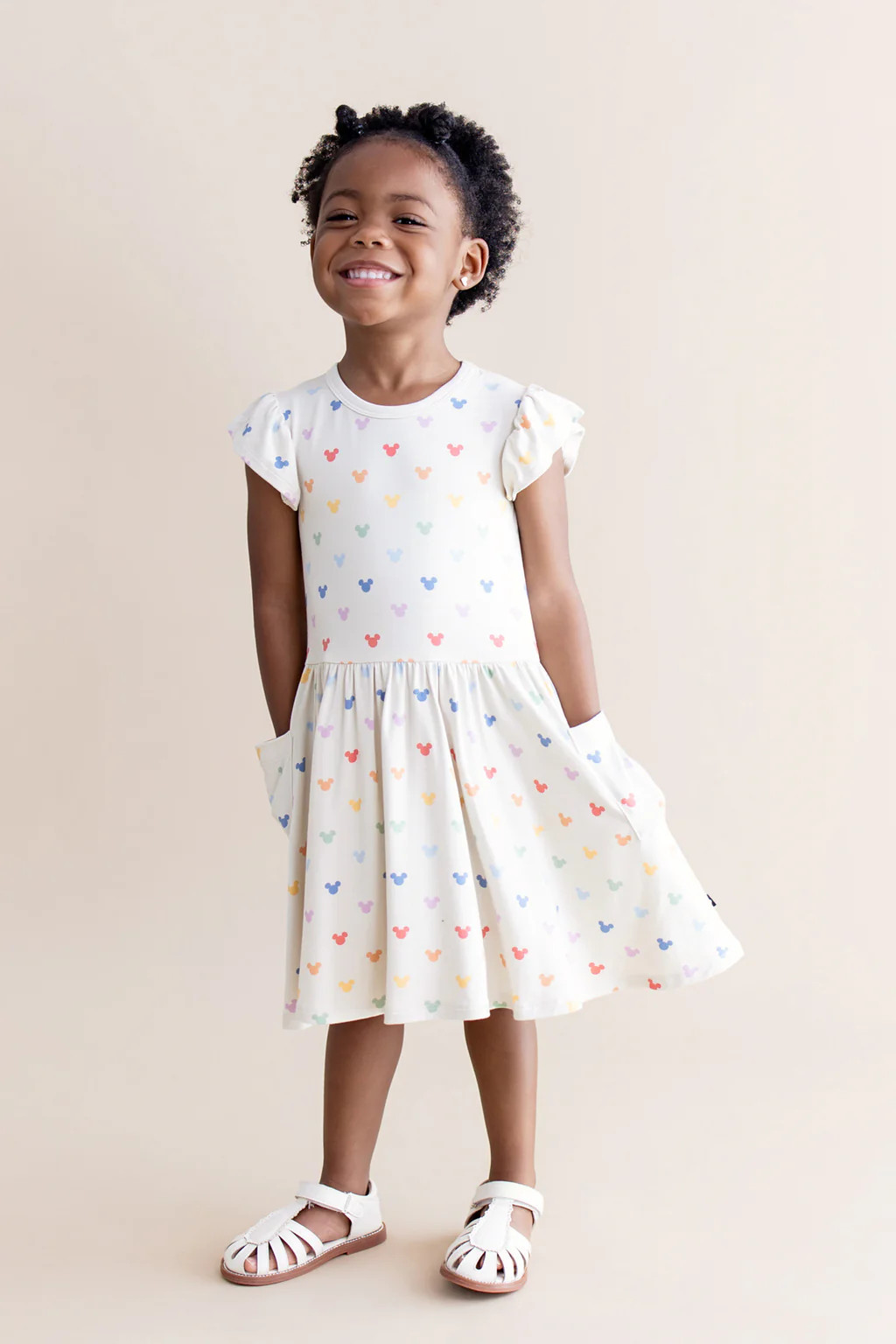 Pocket Dress in Pastel Mickey Mouse | Kyte Baby