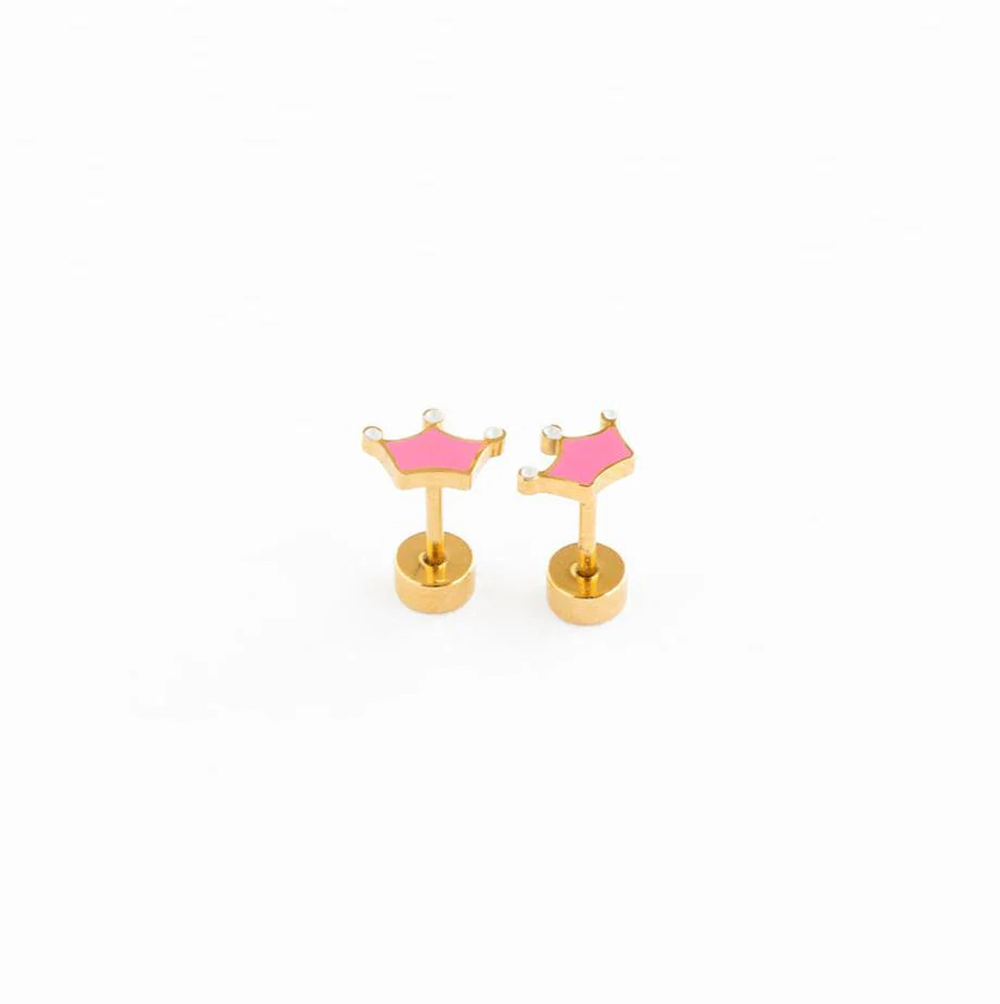 Enamel Crown Stud Earring | Pip Pop Post