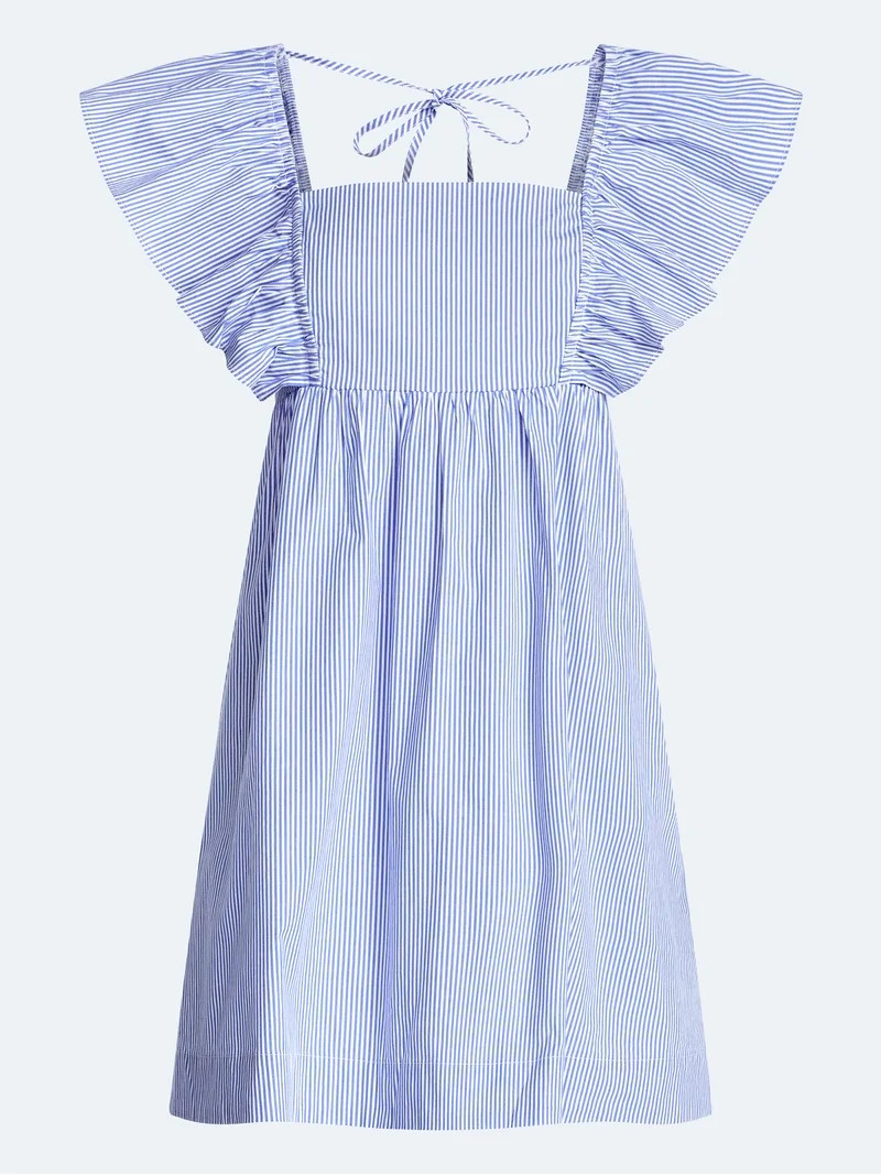 Free Assembly Women's and Women's Plus Square Neck Flutter Sleeve Mini Dress, XS-4X | Walmart (US)