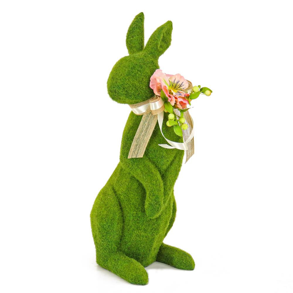 National Tree Company 20 in. Green Moss Easter Bunny | The Home Depot