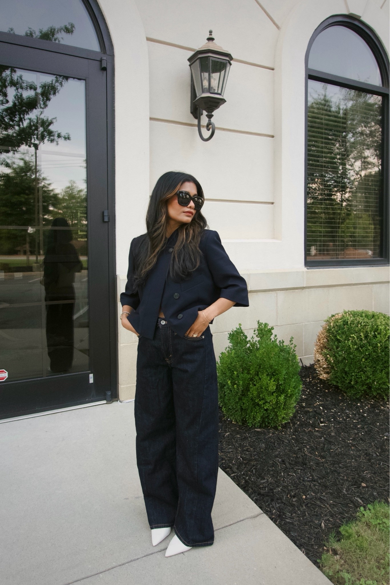All navy Fall transition (petite mom friendly Zara outfit) 
Wearing small in blazer and US 2 in jeans (mid waist and loose)

#LTKootd #LTKPetite #LTKSeasonal