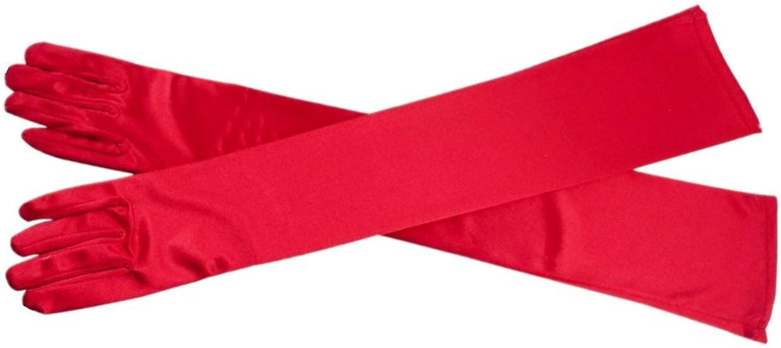 DreamHigh Women's Evening Party Mittens 21 " Long Black / White Satin Finger Gloves | Amazon (US)