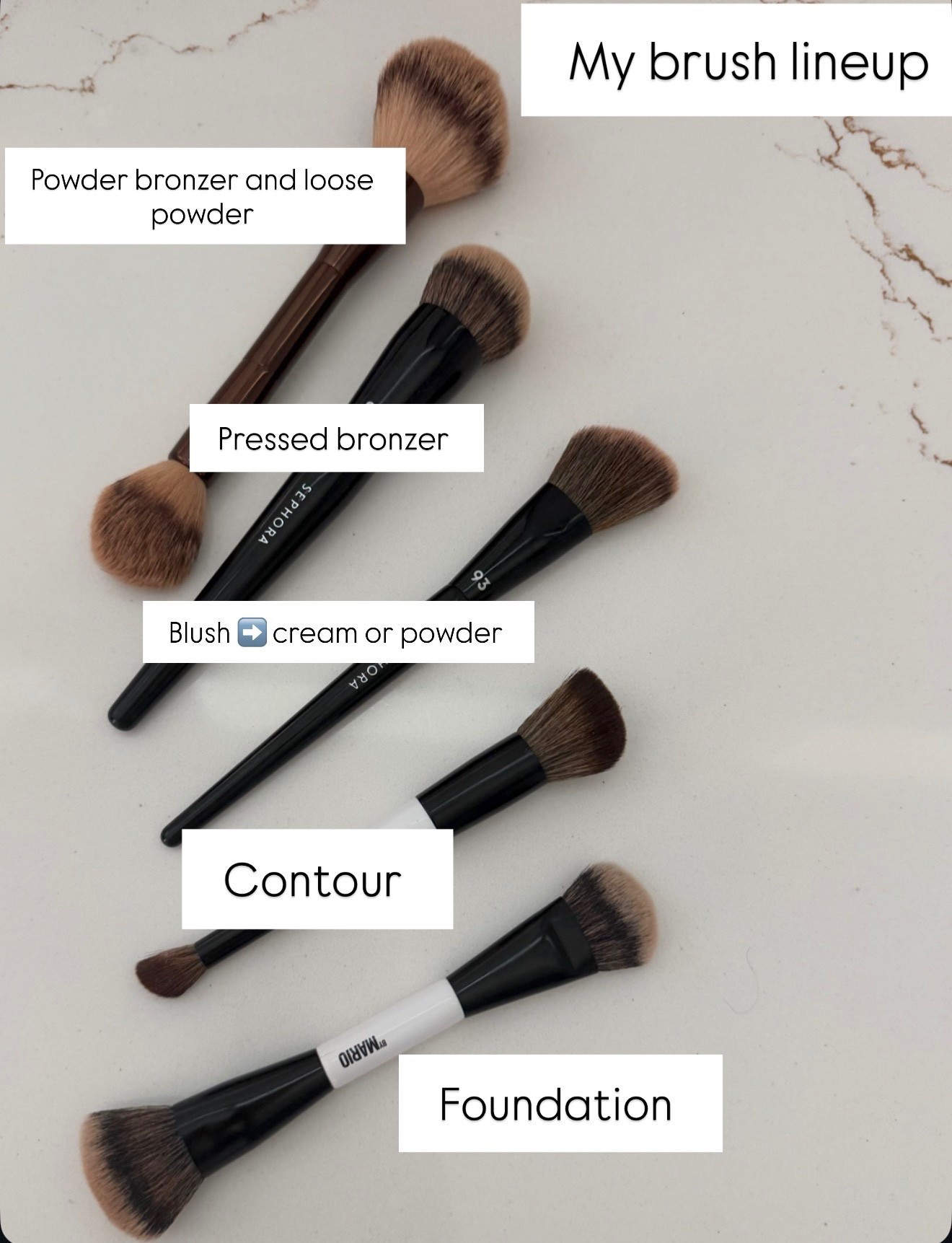 my everyday brush lineup. these are the only brushes I reach for, everything blends better and looks more natural when you’re using the right tools

makeup brushes, brush lineup, foundation brush, contour brush, blush brush, bronzer brush, beauty tools, makeup routine, everyday makeup, sephora brushes, annabrstyle 

#LTKgrwm #LTKselfcare #LTKBeauty