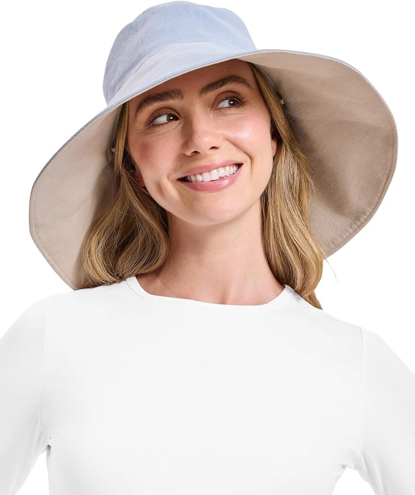 Solbari Women\u2019s Ultra-Wide Cotton Linen Sun Hat UPF 50+, Packable, Adjustable with Ponytail ... | Amazon (US)