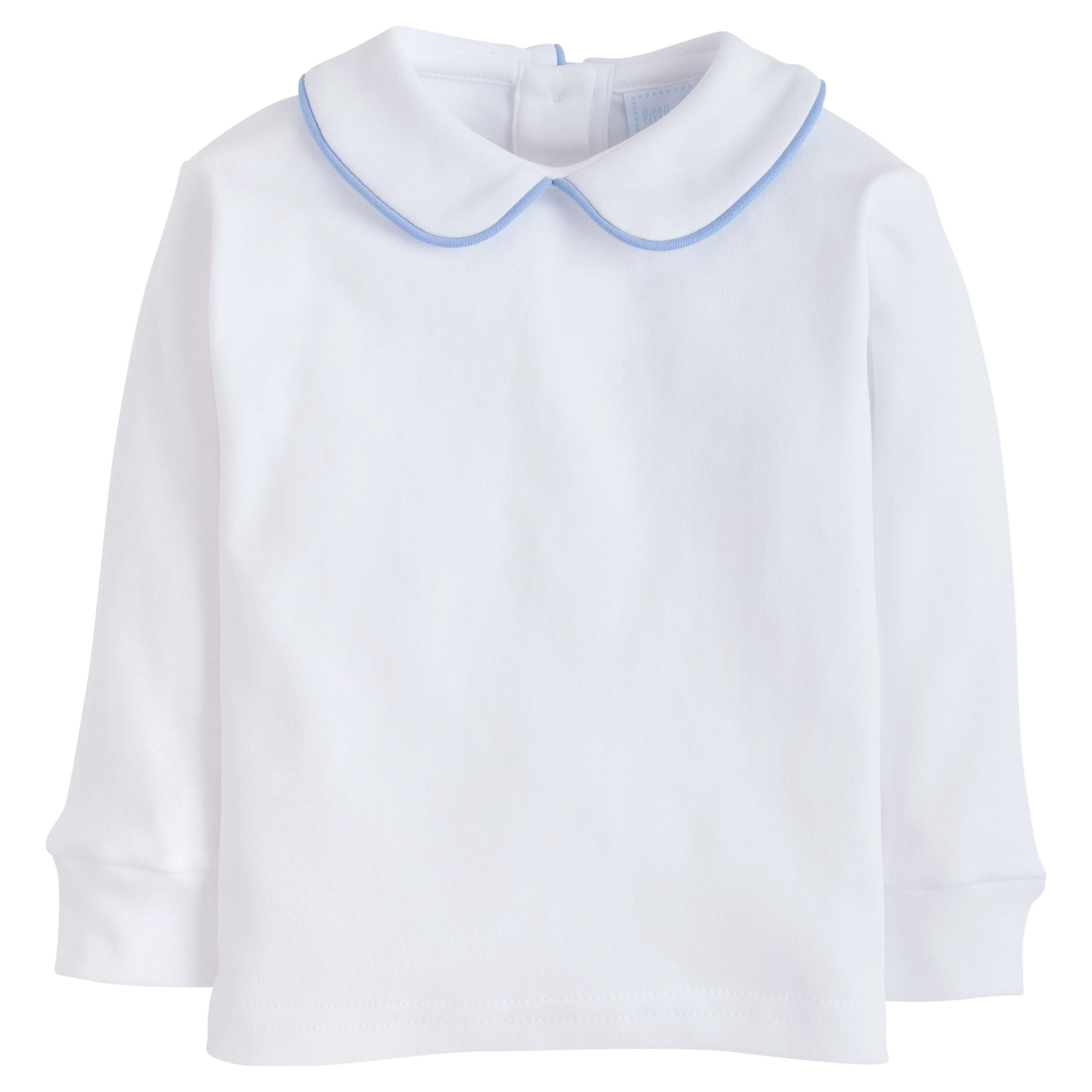 Boy & Girl Blue Trimmed Peter Pan Collared Shirt | Little English | Little English