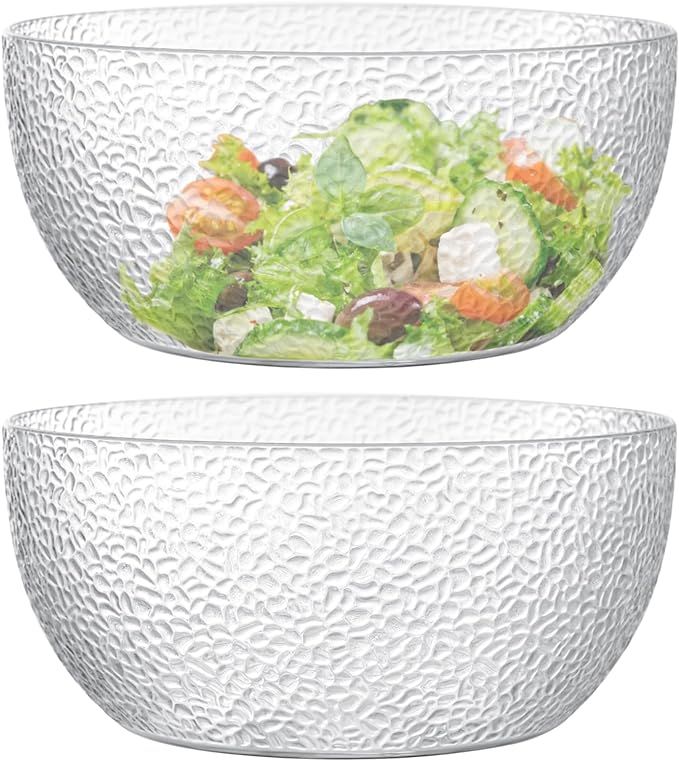 Large Acrylic Salad Bowls 130 oz, Serving Bowls for Fruits, Popcorn, Chips, Dips, Condiments, Bre... | Amazon (US)