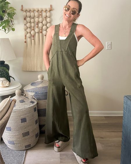 I love onesies and jumpsuits and this one here will be my new favorite pair to lounge in. It can also be dressed up if you feel like wearing something comfy while going out or as a travel outfit | leisure wear

#LTKVideo #LTKover40 #LTKstyletip