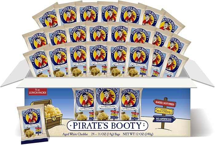 Pirate's Booty Aged White Cheddar Cheese Puffs, Gluten-Free, Kids Snacks, 0.5oz (24ct) | Amazon (US)