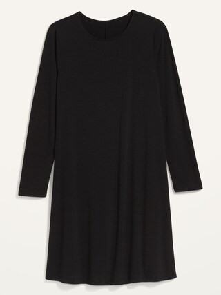 Slub-Knit Long-Sleeve Swing Dress for Women | Old Navy (US)