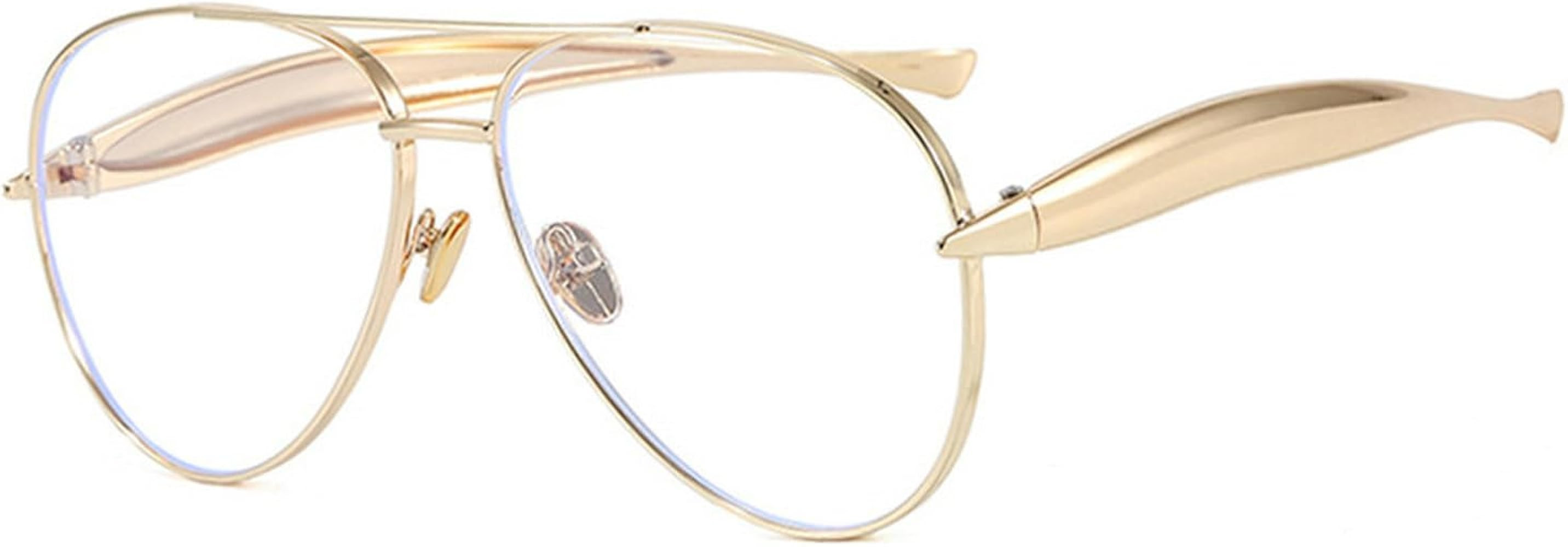 laureles Fashion Oversized Pilot Sunglasses Women Gold Champagne Lenses Metal Frame Eyewear Shade... | Amazon (US)