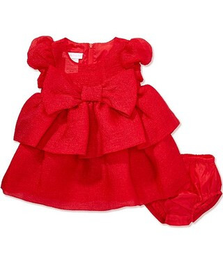 Baby Girls Sleeveless Bow-Accented Crinkled Organza Fit-And-Flare Dress | Dillard's