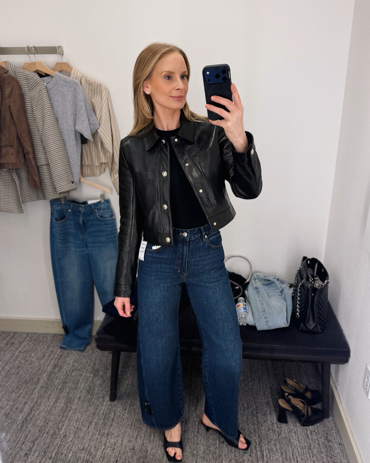 I prefer this button front style! More tailored and perfectly cropped. Wearing the small in the jacket and 25 in the jeans! #nsale #anniversarysale #nordstrom

#LTKSaleAlert