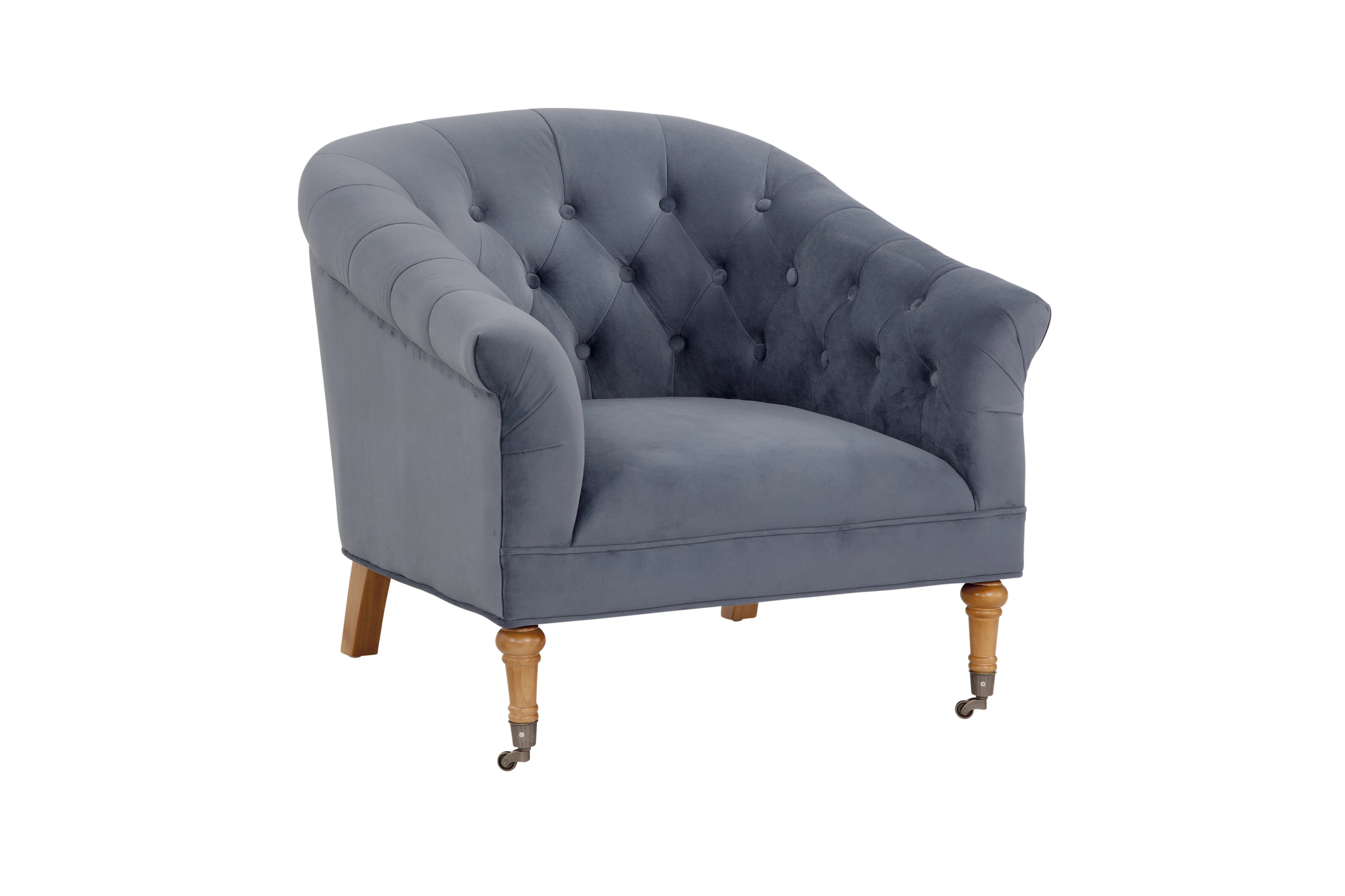 Maxeys Velvet Diamond Button Tufted Club Chair with Casters | Wayfair North America