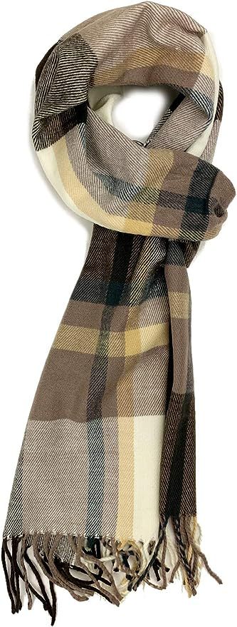Plum Feathers Plaid Check and Solid Cashmere Feel Winter Scarf, Warm Scarfs, Cold Weather Accesso... | Amazon (US)