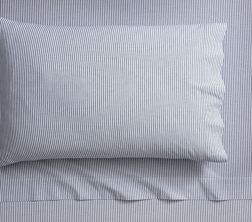 Chambray Striped Organic Cotton Sheet Set | Pottery Barn Kids