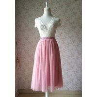 Dusty Rose High Waist Midi Tulle Skirt Dusty Rose Bridal Bridesmaid Tulle Skirts | Bonanza (Global)