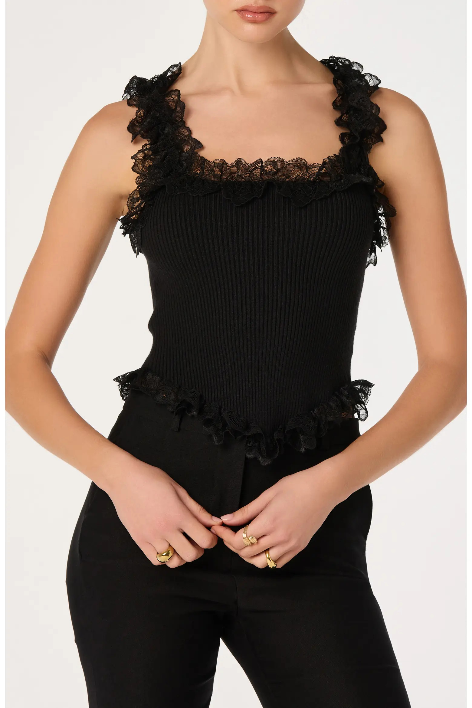 Amity Ruffle Lace Rib Tank (Women) | Nordstrom | Nordstrom