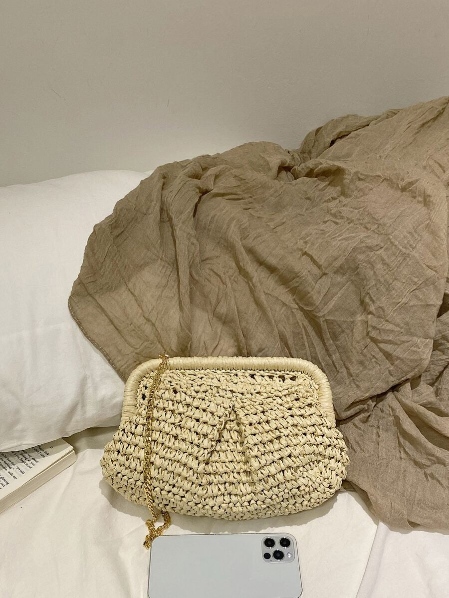 Ruched Design Straw Bag Paper, Perfect For Summer Beach Travel Vacation  SKU: sg2302266490053193(... | SHEIN