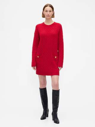 CashSoft Cable-Knit Mini Sweater Dress | Gap (US)
