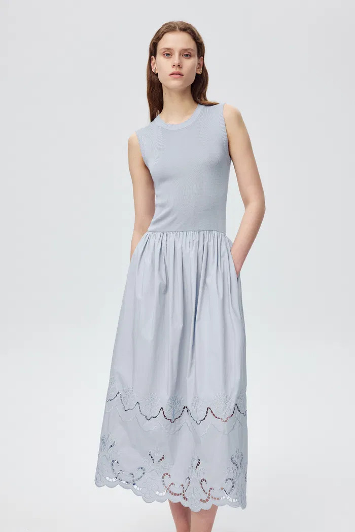 Amy Lace-Trimmed Dress in Mulberry Silk Blend | Fabrique