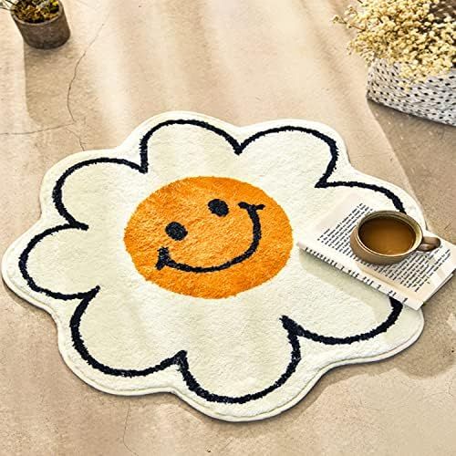 Amazon.com: FOMAILE Smiley Face Rug Sunflower Rug Cute Bath Mat Bathroom Decoration Absorbent Bat... | Amazon (US)