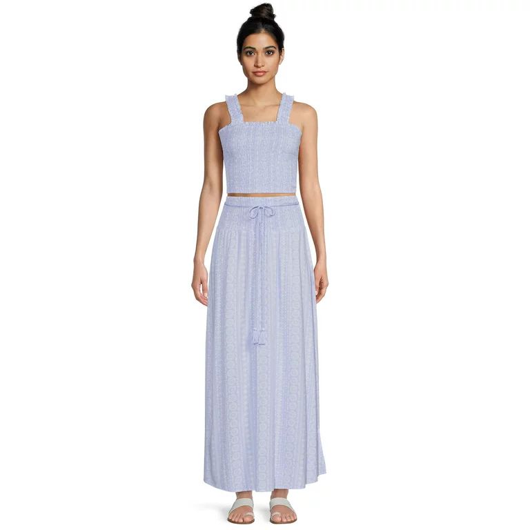 No Boundaries Juniors Smocked Crop Top and Maxi Skirt Set, 2-Piece, Sizes XS-XXXL | Walmart (US)