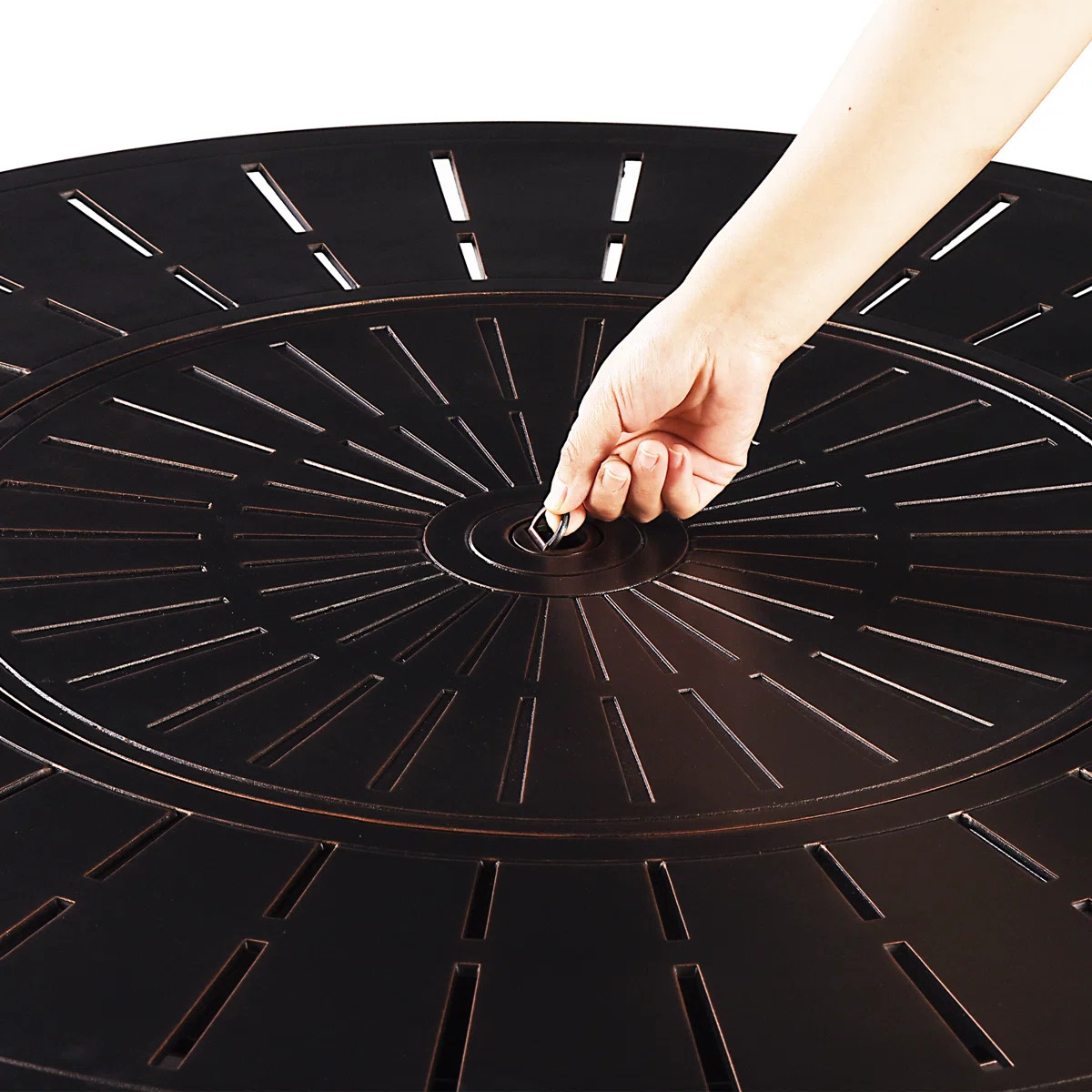 Mortola Round Aluminum Propane Smokeless Fire Pit Table with Hidden Fuel Tank | Wayfair North America