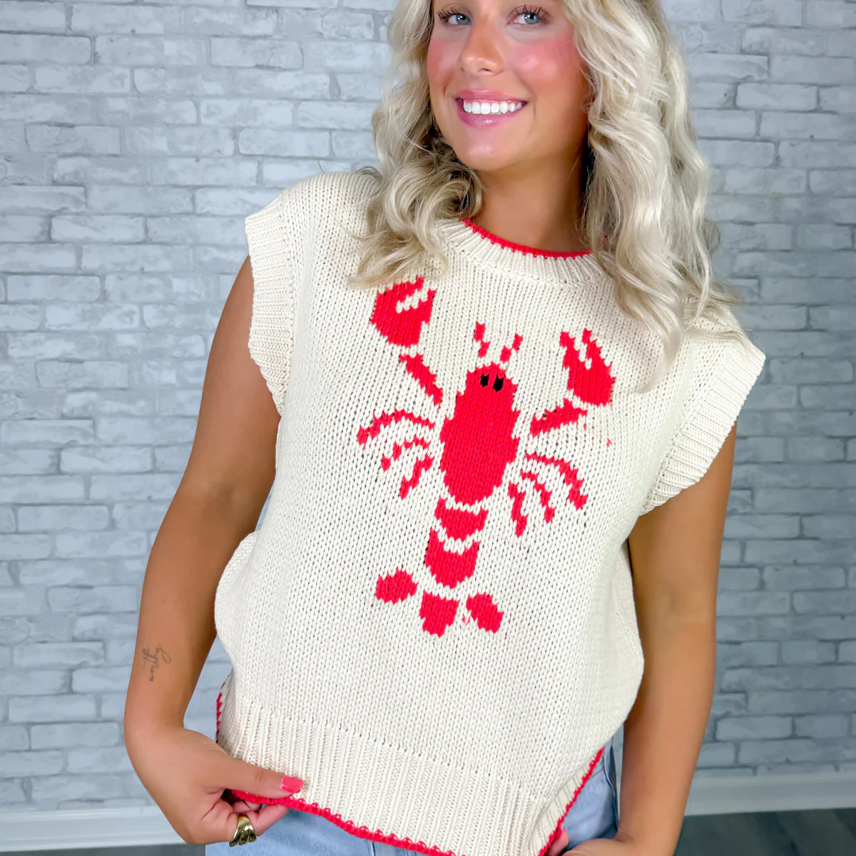 Benny Lobster Short Sleeve Knit Top | Poppy Jane