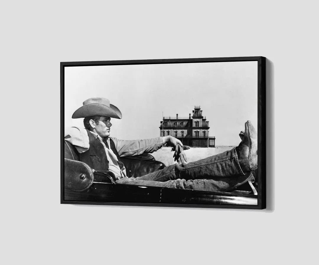 James Dean in the Movie Giant Poster Hollywood Star Canvas Cowboy Wall Art Framed Canvas Print Ho... | Etsy (US)