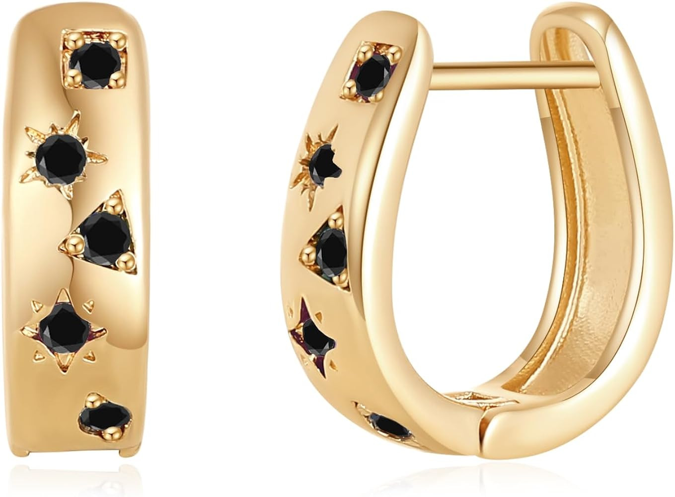 Chunky Gold Cubic Zirconia Hoop Earrings for Women Trendy,Colorful Gold CZ Statement Earrings,Cry... | Amazon (US)