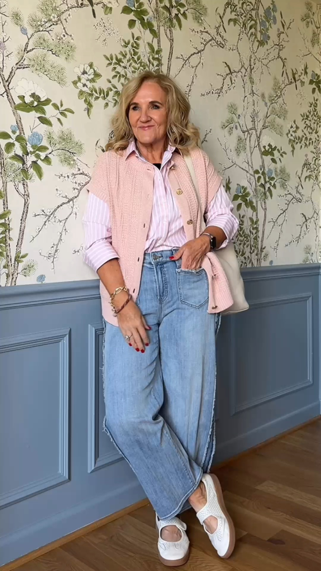 This pink striped shirt and soft pink sweater vest make such a pretty layered look. Paired with relaxed light-wash jeans and Mary Jane flats, it’s comfortable, classic, and easy to wear.

💡 LTK MADE EASY
❤️ Heart = Support my posts!
🔖 Save = Get sale & restock alerts
📋 Lists = Keep favorites organized
📲 Share = Send lists and products to a friend. Hello, Christmas List!
💬 Comment = Ask me anything about what I'm wearing.:-)

#LTKootd #LTKgrwm #LTKdayinmylife