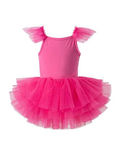 1pc Girls Cute Elegant Princess Sweet Academy Ballet Style Tulle Cap Sleeve Spaghetti Strap Tutu ... | SHEIN