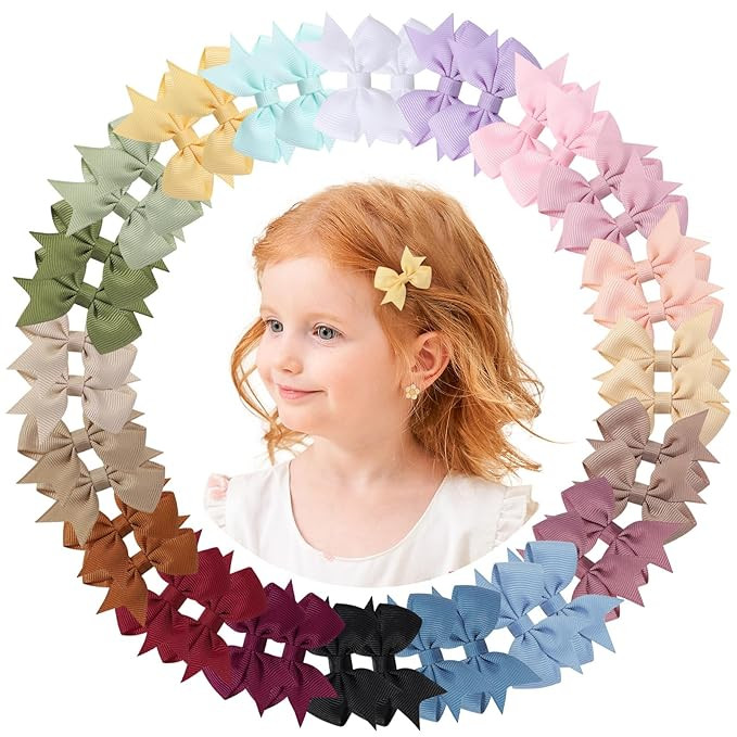 doboi 40PCS 2'' Baby Hair Bows Clips Fully Lined Grosgrain Boutique Solid Ribbon Mini Bows for Gi... | Amazon (US)