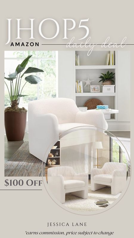 Amazon daily deal, save $100 on this modern living room accent chair. Could also work well in a bedroom or office space. Accent chair, living room furniture, office furniture, modern chair, Amazon deal, Amazon home, curved chair

#LTKsalealert #LTKhome #LTKstyletip