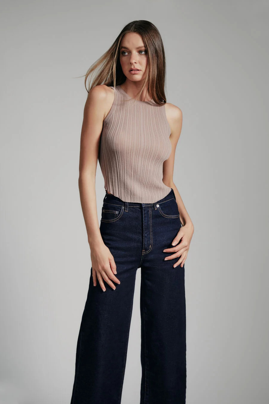 merel knit tank in taupe | Bardot (US)