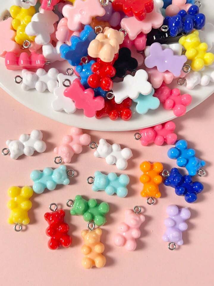 30pcs/Pack Cute Solid-Color Bear Shaped Pendants (Random Color) | SHEIN