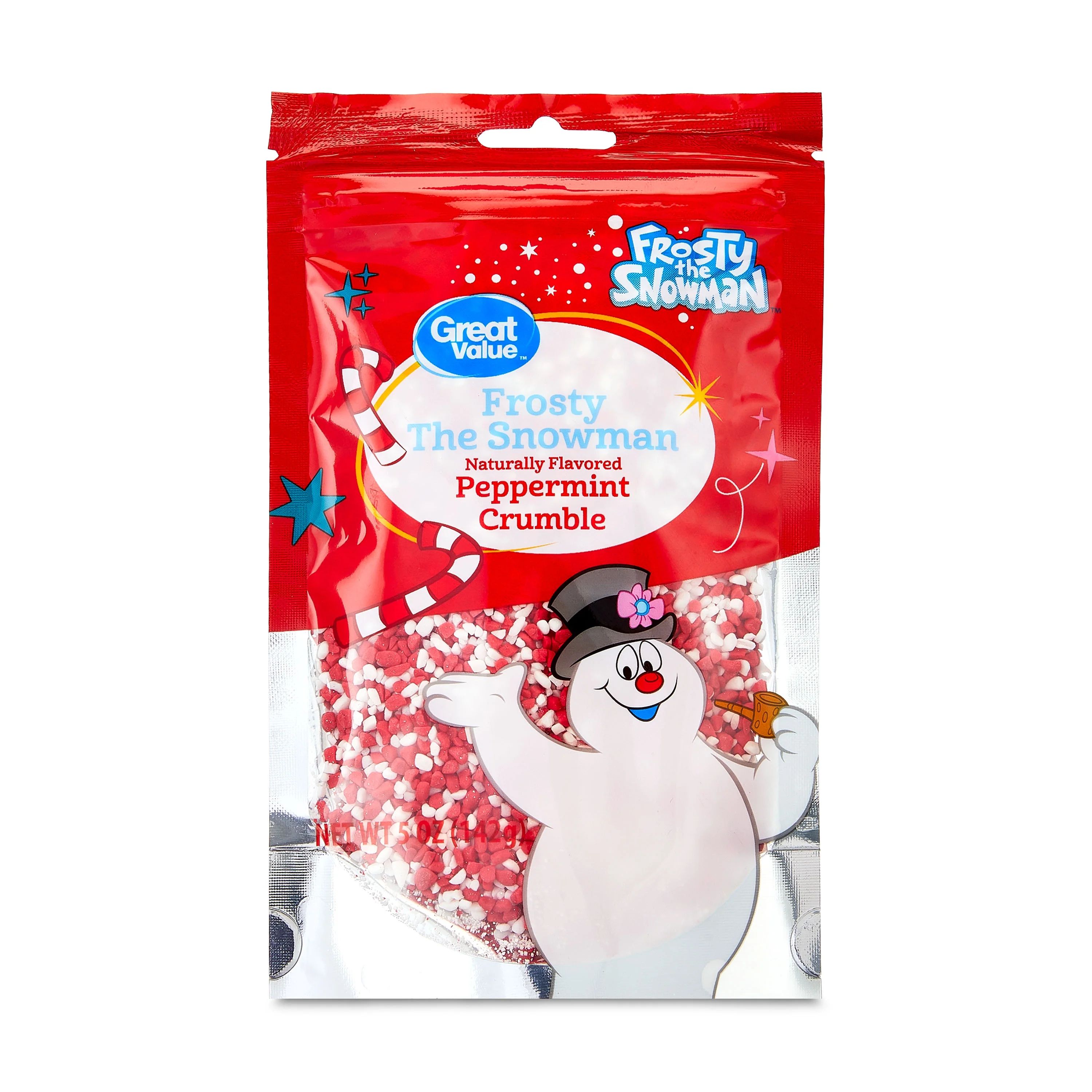 Great Value Frosty the Snowman Red & White Peppermint Candy Crumble, 5oz | Walmart (US)