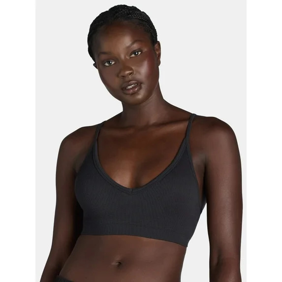 No Boundaries Seamless Ribbed Triangle Bralette, Sizes XS-XXXL | Walmart (US)