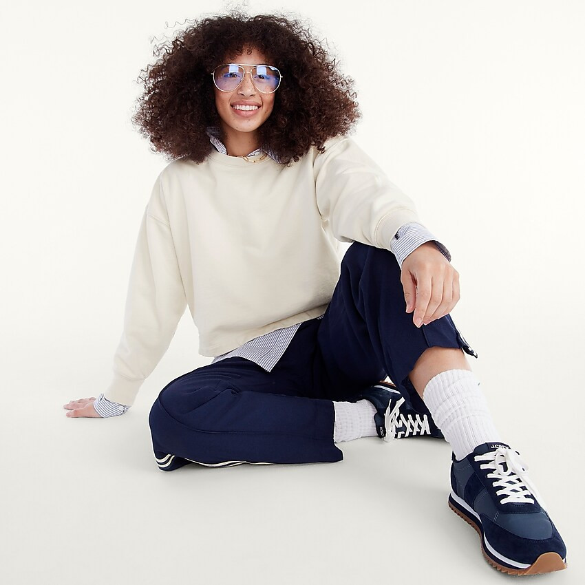 University terry cropped crewneck sweatshirt | J. Crew US